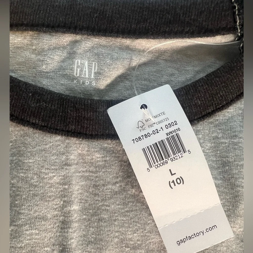 Gap Boys Long Sleeve cotton tee Gray Camo Sleeves NEW NWT